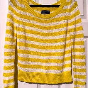 American Eagle Outfitters Yellow and Cream Striped Sweater